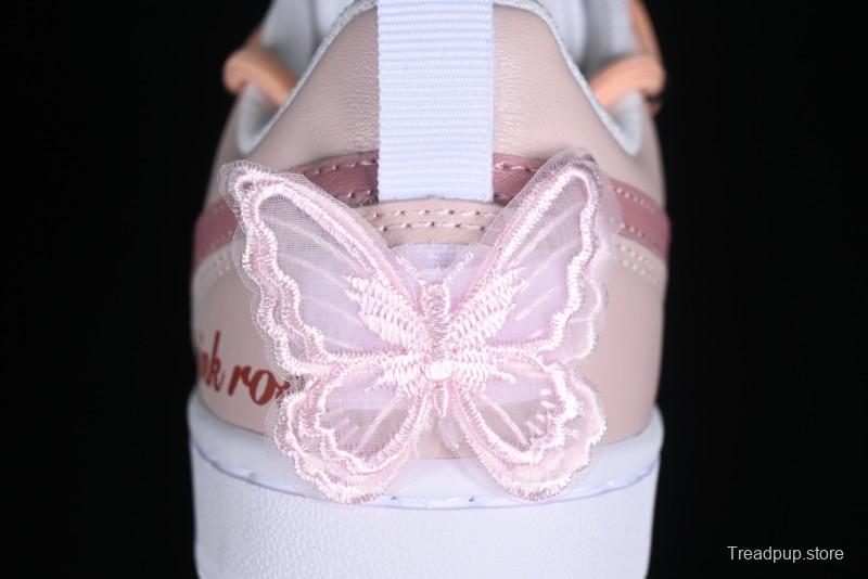 Nike Court Borough Low-Top Slip-Resistant Skate Shoes with Custom Rose Pink Hand-Painted Design - DQ5979-100