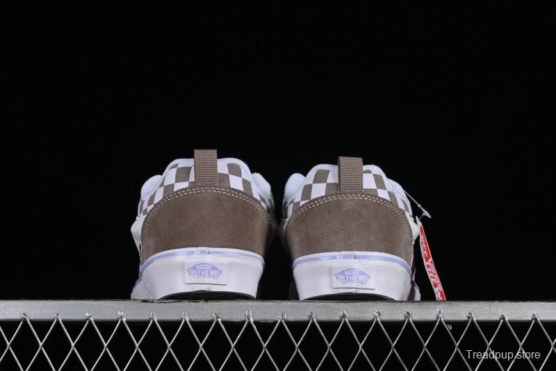 Vans Classics Knu Skool Retro Chunky Sneakers in Light Brown/Lilac Checkerboard - VN0009QC0AK
