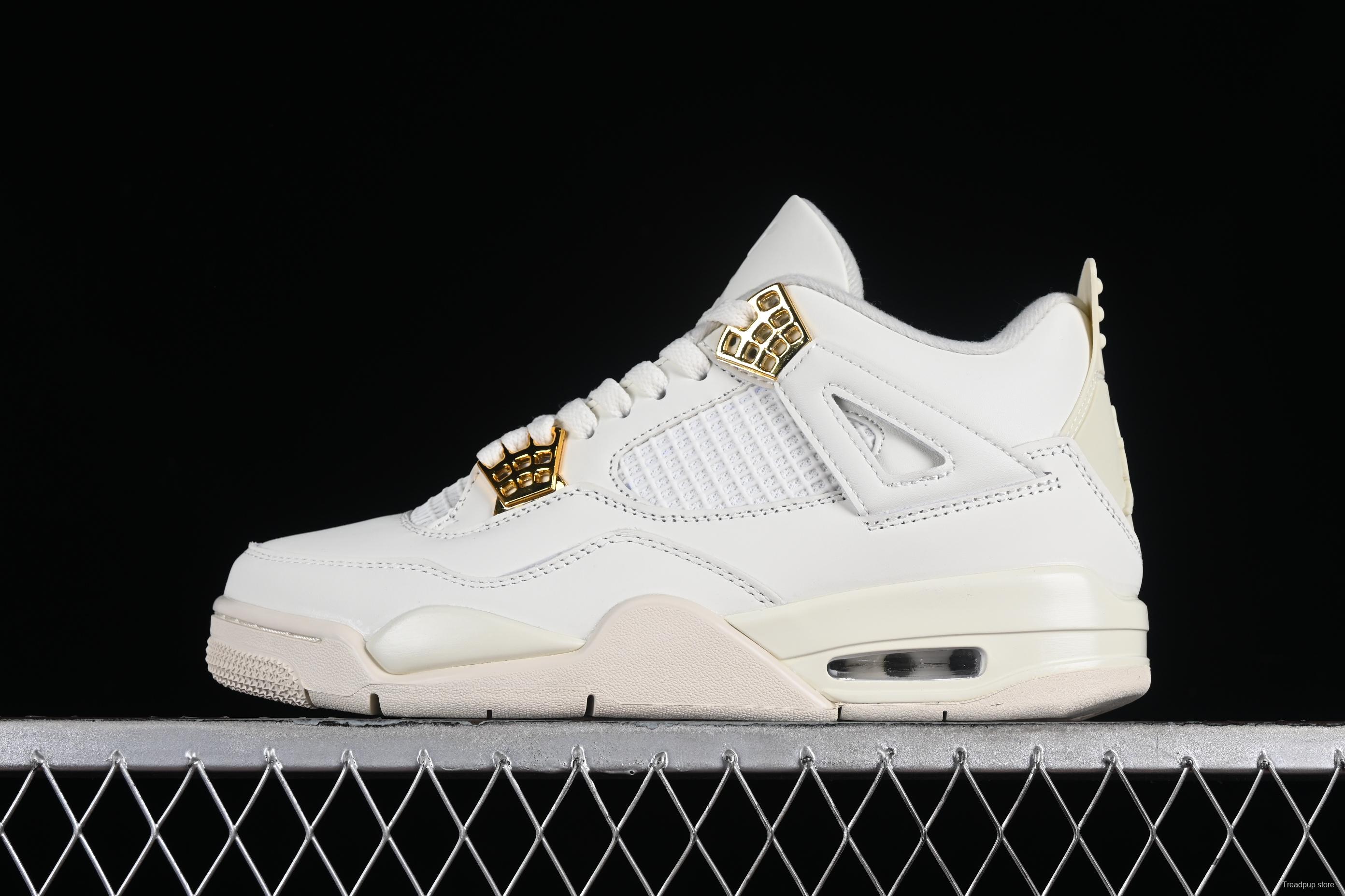 Nike Air Jordan 4 Retro Sneakers with Metallic Gold Accents - AQ9129-170