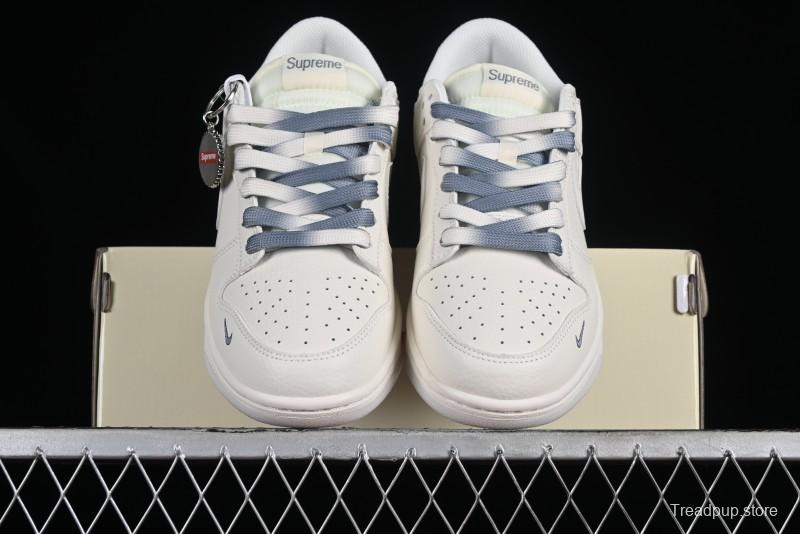 Supreme x Nike SB Dunk Low Anniversary Edition White Grey Customized Low-Top Casual Skate Shoes - BB8657-105