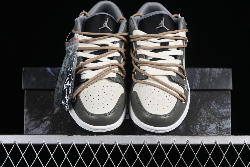 Nike Air Jordan 1 Low Customized Panda Mischief Jungle Adventure Casual Sneakers - 553558-040