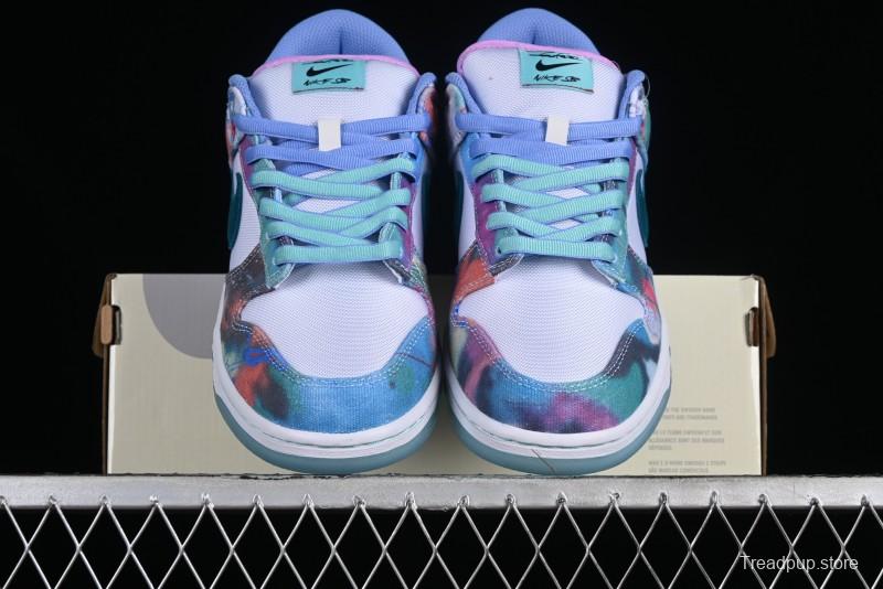 Nike Futura x Dunk Low Pro SB Casual Skate Shoes with Tie-Dye Pattern - HF6061-400