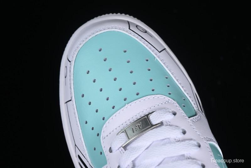 Nike Air Force 1 '07 Low PS5 Gaming Theme Ice Green Casual Sneakers - CW2288-114