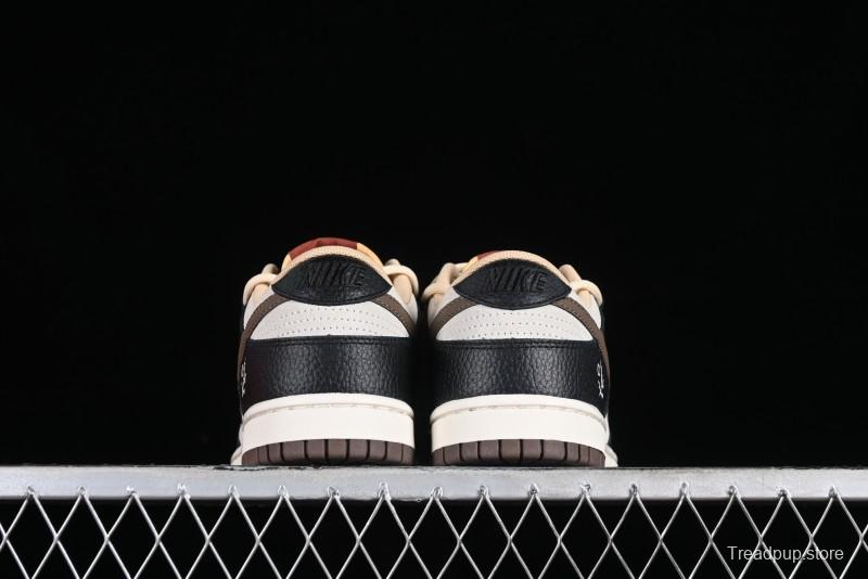 Nike Dunk Low "Mars Stone" Witch Puppet Themed SB Lace-Up Low-Top Casual Sneakers in Black/Mocha Brown - DR9704-200