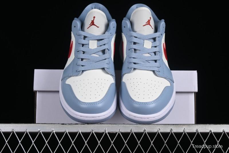 Nike Air Jordan 1 Low AJ1 White Blue Red Toe Casual Sneakers - DC0774-164