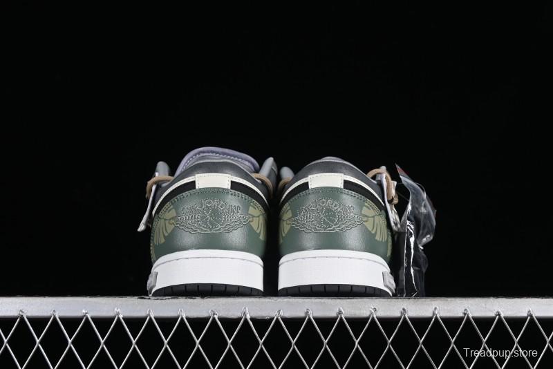 Nike Air Jordan 1 Low Customized Panda Mischief Jungle Adventure Casual Sneakers - 553558-040