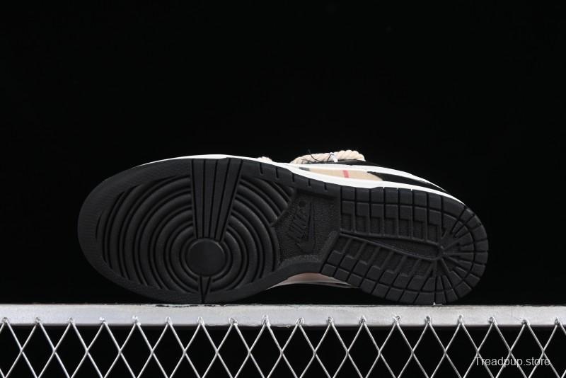 Nike Dunk Low SB Deconstructed Lace-Up Casual Sneakers with Scottish Plaid and Hemp Rope Design - DD1391-100