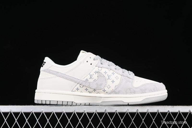 Nike SB Dunk Low LV Collaboration - Beige Denim Anniversary High-End Custom Low-Top Casual Skate Shoes - JH8310-947
