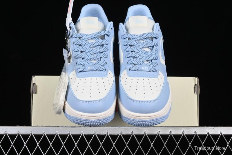 Nike Air Force 1 '07 Low Stussy Collaboration - Sky Blue Low-Top Casual Sneakers - BB9599-201