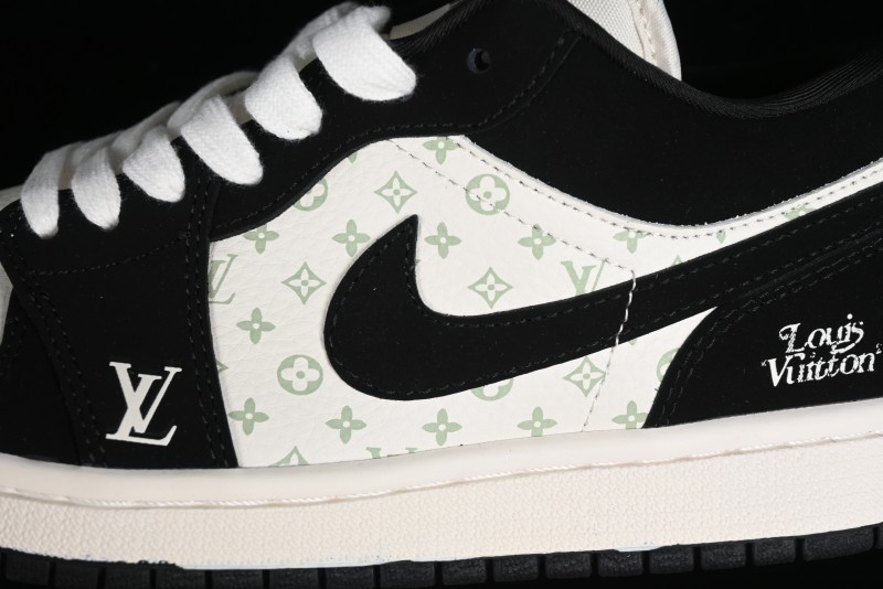 Nike Air Jordan 1 Low LV Collaboration - Black White Panda Custom Culture Casual Sneakers SJ9950-001