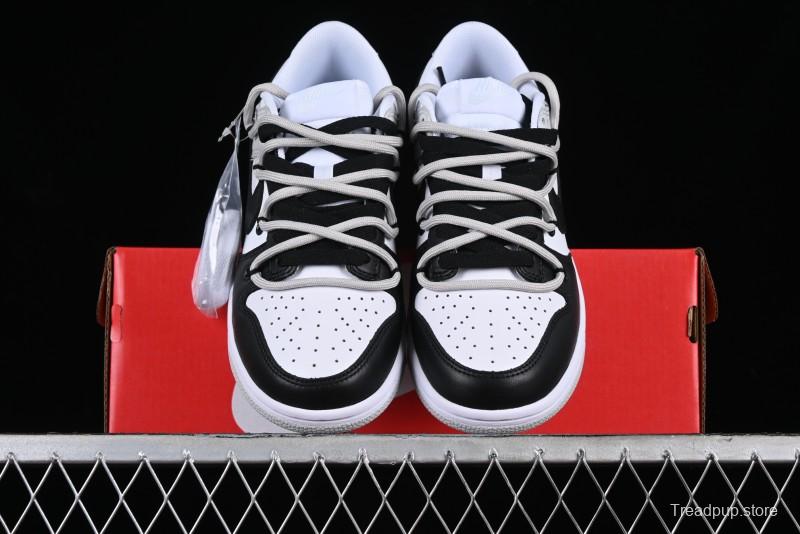 Nike Dunk Low Leather Letter High Street Deconstructed Black Grey SB Strap Low Top Casual Sneakers - DV0831-101