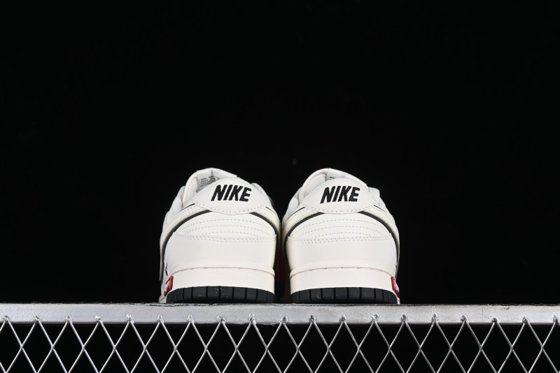 Nike SB Dunk Low Supreme Collaboration - Beige Black Mini Swoosh Anniversary High-End Custom Low-Top Casual Skate Shoes - DJ2024-006