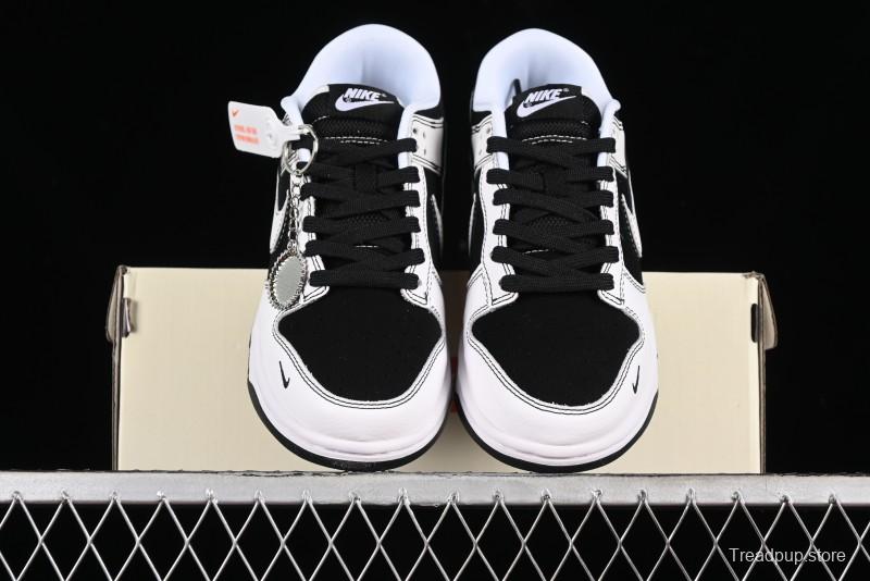 Nike SB Dunk Low Supreme Collaboration - Reverse Black White Swoosh Anniversary Custom Low-Top Casual Sneakers - FC1688-144