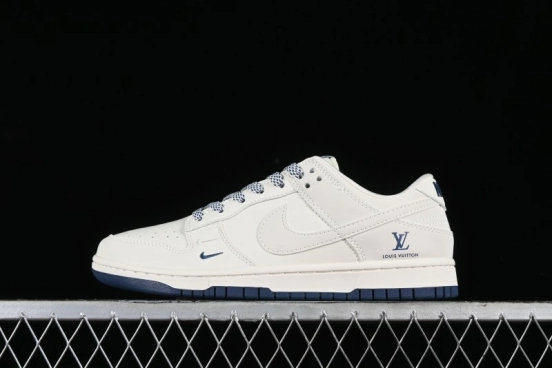 Nike SB Dunk Low LV Collaboration - Double Swoosh Blue Sole Anniversary High-End Custom Low-Top Casual Skate Shoes - XX2025-320