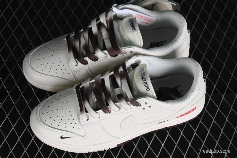 Nike SB Dunk Low Supreme Collaboration - White Brown Two-Tone Anniversary High-End Custom Low-Top Casual Sneakers - BB8657-106