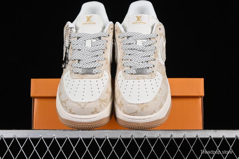 Nike Air Force 1 '07 Low V Collaboration - Khaki Mini Swoosh Low-Top Casual Sneakers - SJ2088-001