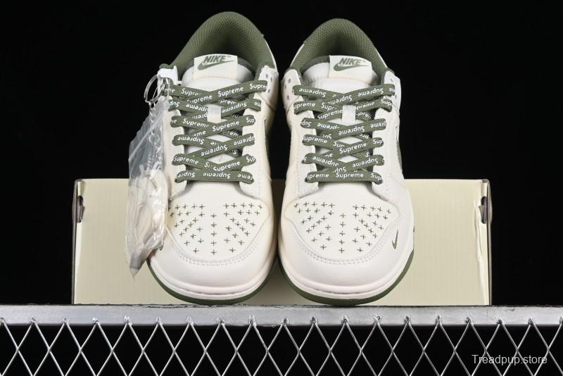 Nike SB Dunk Low Supreme Collaboration - Military Green Canvas Anniversary Custom Low-Top Casual Skate Shoes - BB6698-516