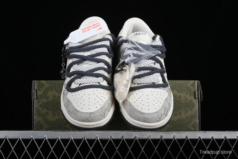 Nike SB Dunk Low Gucci Collaboration - Lace-Up Ash Anniversary High-End Custom Low-Top Casual Sneakers - SJ2068-263