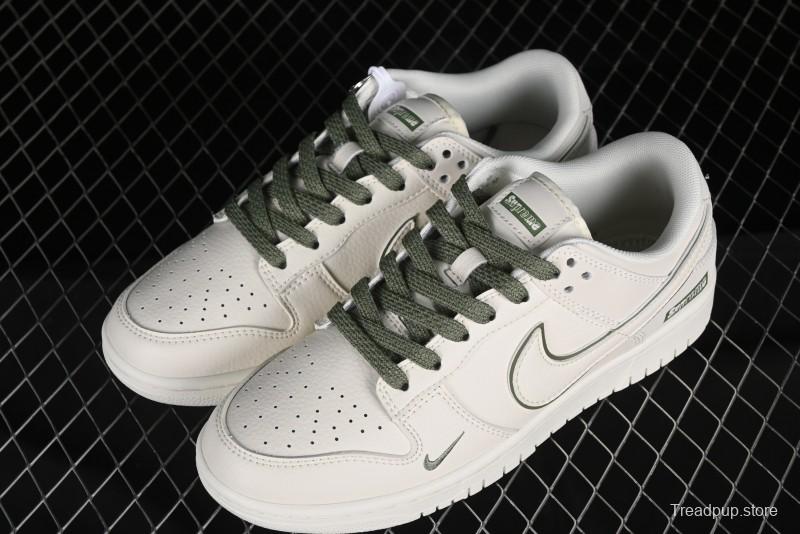 Nike SB Dunk Low Supreme Collaboration - Off-White Green Check Anniversary Customized Low-Top Casual Skate Shoes - DQ1098-391