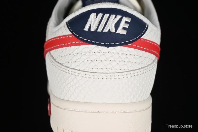Nike SB Dunk Low Supreme Collaboration - White Dragon Scale Anniversary Custom Low-Top Casual Skate Shoes - BB8685-101