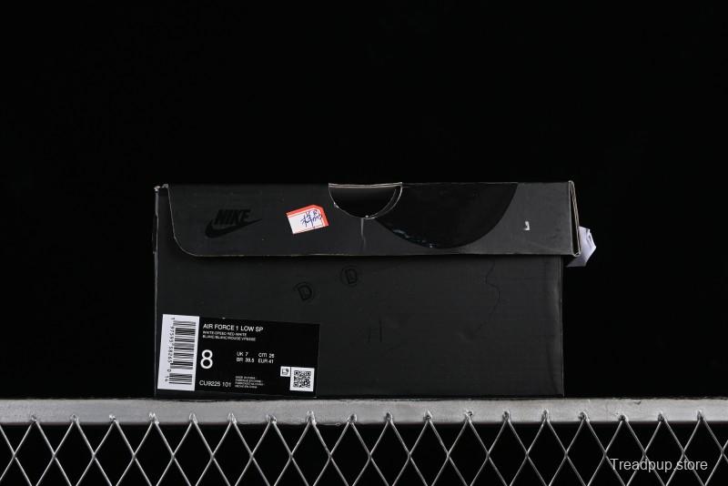 Nike Supreme x Air Force 1 Low Casual Sneakers with Full-Grain Leather and 3/4 Air Cushion - CU9225-101