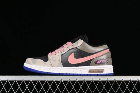 Nike Air Jordan 1 Low Retro Basketball Shoes with Panda Mischief Pioneer Knight Design - 553558-154