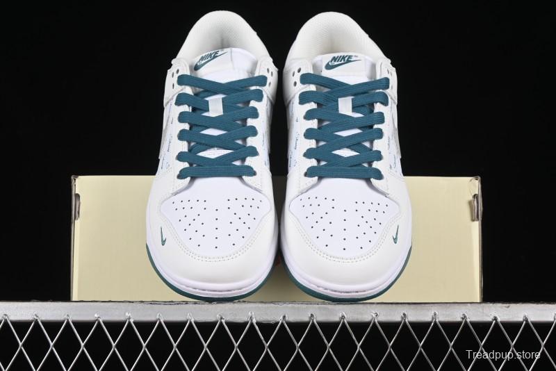 Nike SB Dunk Low Stussy Collaboration - White Grey Green Print Anniversary High-End Custom Low-Top Casual Skate Shoes - XX2025-808