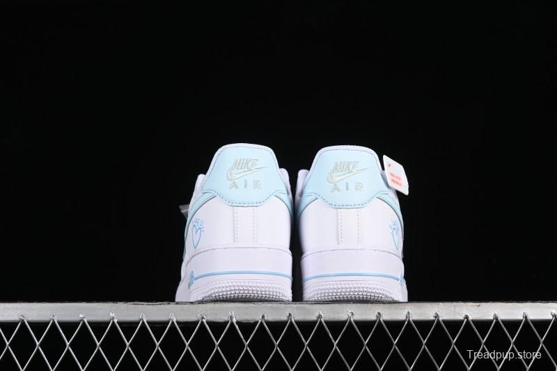 Nike Air Force 1 '07 Low Anime LOVE Series White Blue Spray Paint Casual Sneakers - CW2288-111