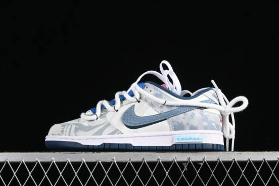 Nike Dunk Low Panda Prank Wave Rider - Silver Blue Shark Low Top Casual Sneakers - DD1391-400