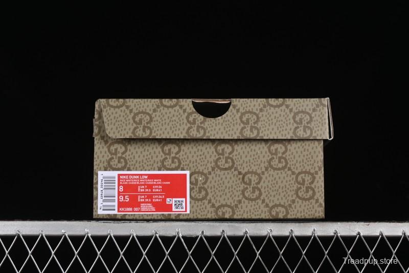 Nike SB Dunk Low Gucci Collaboration - Off White with Green Swoosh Anniversary High-End Custom Low-Top Casual Skate Shoes - KK1888-007