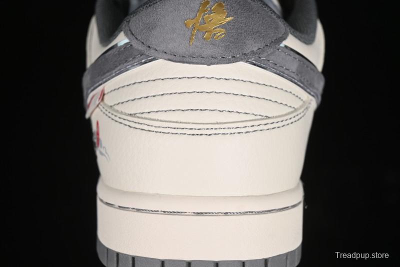 Nike SB Dunk Low Black Wukong Series - Light Gray Swoosh Anniversary Custom Low-Top Casual Skate Shoes - SJ1098-013