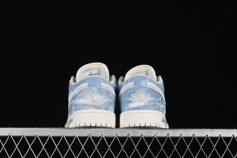 Nike Air Jordan 1 Low MLB Collaboration Retro Blue Denim Custom Basketball Shoes - DC2024-027