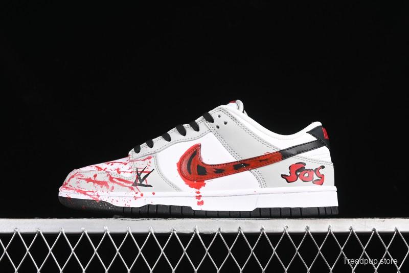 Nike SB Dunk Low Casual Skate Shoes - Anniversary Custom Edition in White/Grey/Black - LW1818-103