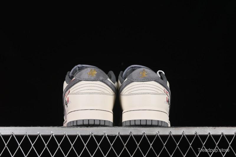 Nike SB Dunk Low Black Wukong Series - Light Gray Swoosh Anniversary Custom Low-Top Casual Skate Shoes - SJ1098-013