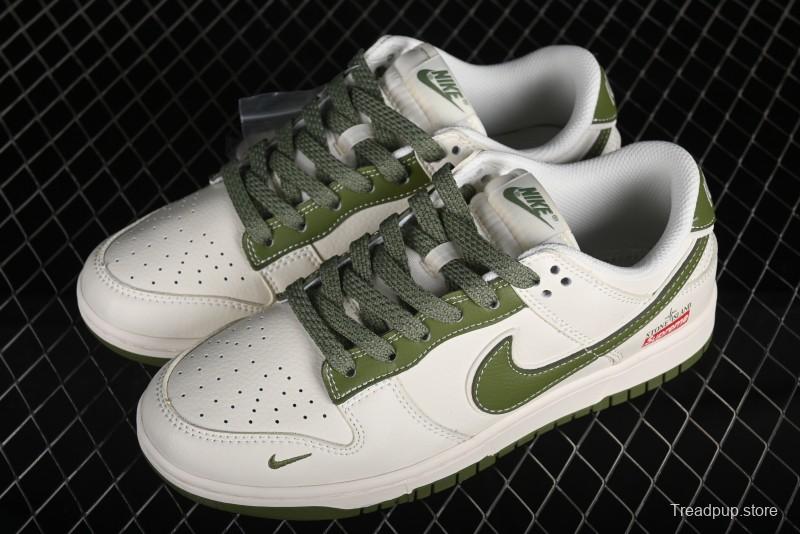 Nike SB Dunk Low x Supreme Stone Island Collaboration Beige Green Starry Sky Anniversary High-End Custom Low-Top Casual Skate Shoes - BB9866-004