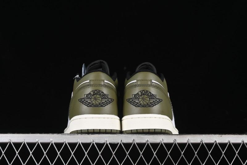 Nike Air Jordan 1 Low "Medium Olive" Retro Casual Sneakers - 553558-092