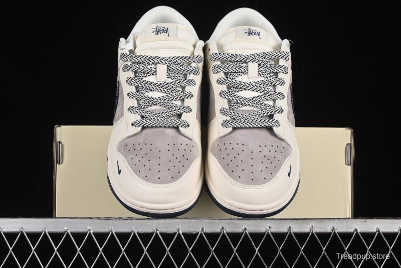 Nike SB Dunk Low Stussy Anniversary High-End Custom Sneakers with Blue Swoosh - SJ1089-003