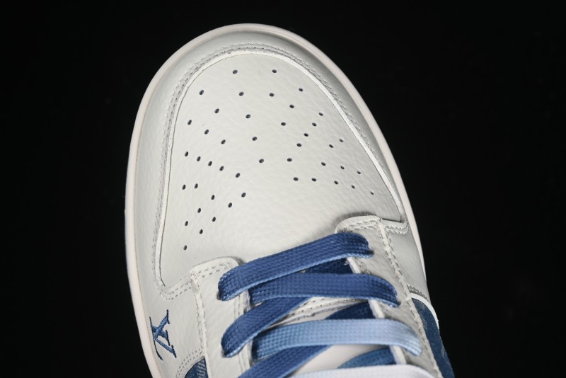 Nike SB Dunk Low LV Collaboration - Beige Blue Print Anniversary High-End Custom Low-Top Casual Skate Shoes - JH8310-954