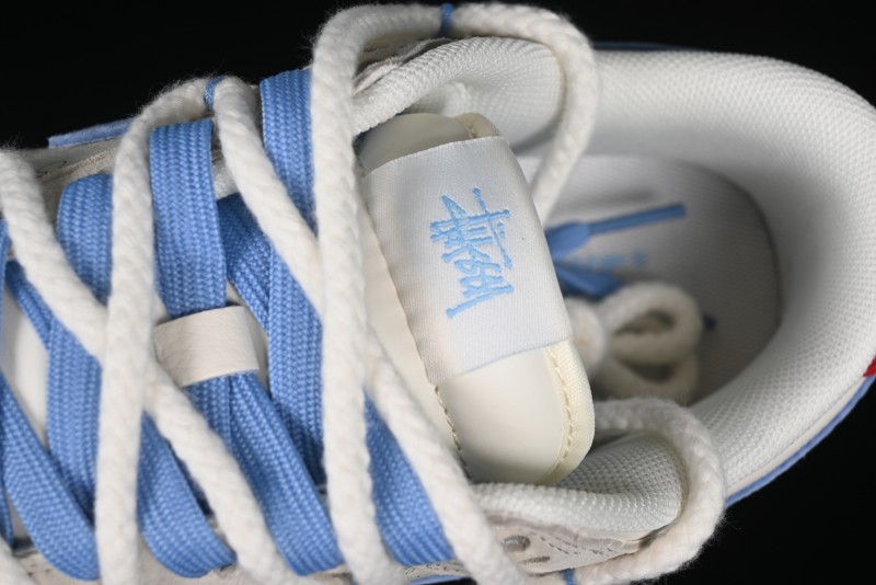 Nike SB Dunk Low Stussy Anniversary Edition Customized Low-Top Casual Skate Shoes with Blue Swoosh - SJ2068-279
