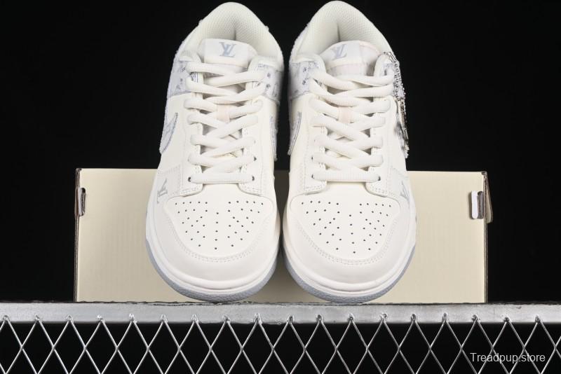 Nike SB Dunk Low LV Collaboration - Purple Denim with White and Purple Swoosh Anniversary High-End Custom Low-Top Casual Sneakers - DJ2024-010