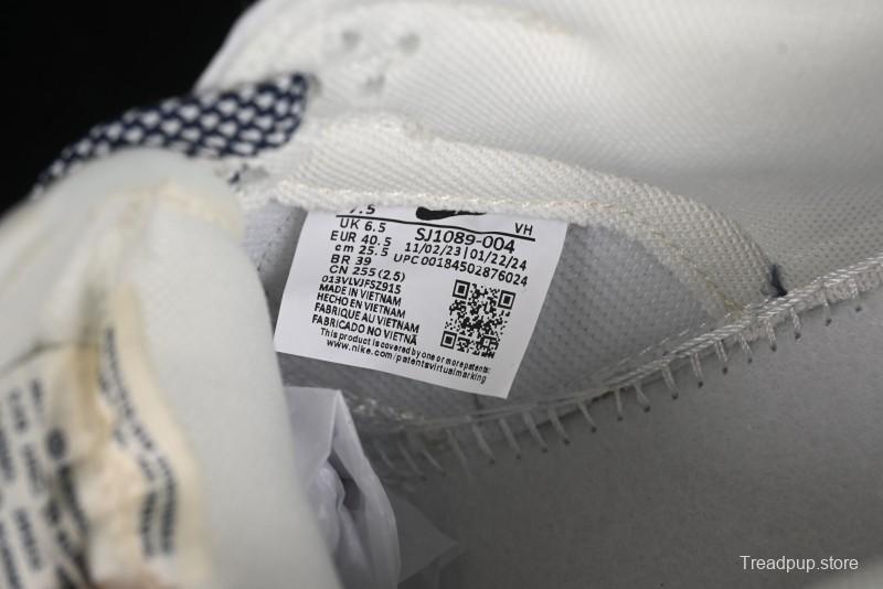 Nike SB Dunk Low Anniversary Premium Custom Low-Top Casual Skate Shoes in Off-White with Navy Blue Swoosh - SJ1089-004