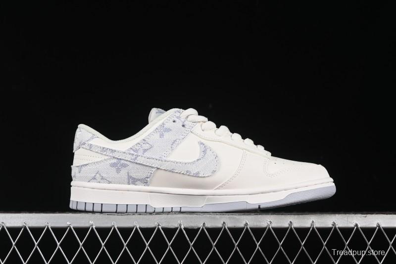 Nike SB Dunk Low LV Collaboration - Purple Denim with White and Purple Swoosh Anniversary High-End Custom Low-Top Casual Sneakers - DJ2024-010