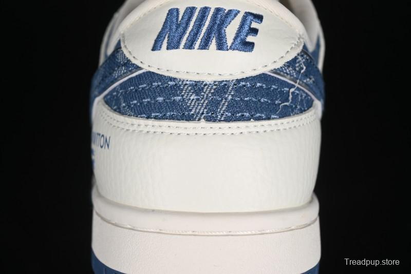 Nike SB Dunk Low LV Collaboration - Light Blue Denim Hook Anniversary High-End Custom Low-Top Casual Skate Shoes - JH8310-955