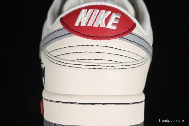 Nike SB Dunk Low Stussy Collaboration - Light Grey White Anniversary High-End Custom Low-Top Casual Skate Shoes - SJ2068-302