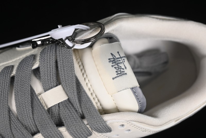 Nike SB Dunk Low Stussy Collaboration - Off White Dark Grey Swoosh Anniversary Custom Low-Top Casual Skate Shoes - DQ1098-382