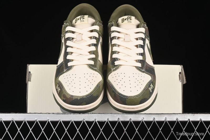 Nike SB Dunk Low Bape Collaboration - Jungle Camouflage Anniversary Custom Low-Top Casual Skate Shoes - CH6336-230
