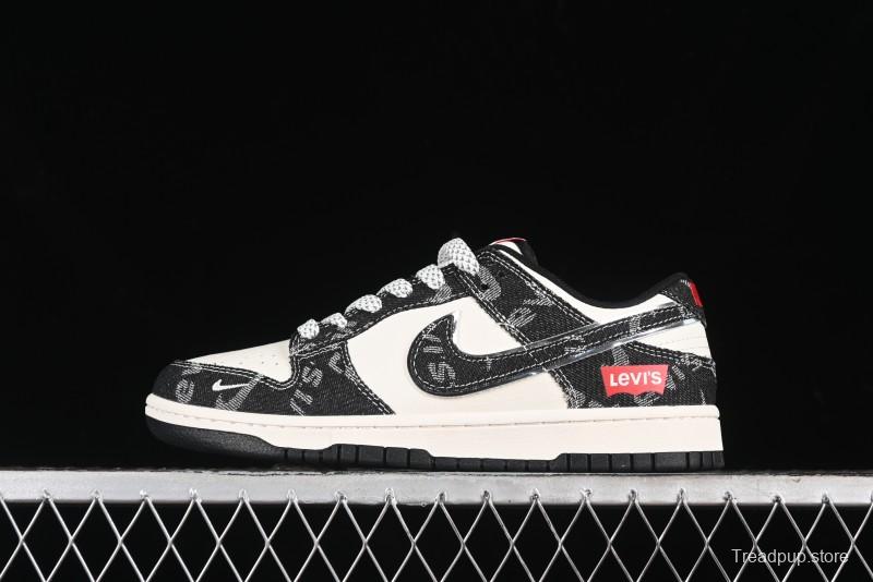 Nike SB Dunk Low Levi's Collaboration - Black Printed Denim Anniversary Customized Low-Top Casual Sneakers - XX2025-109