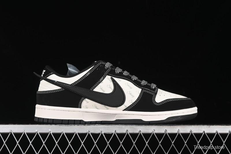 Nike SB Dunk Low x AMBUSH x Stussy Collaboration - Black Stitch Anniversary Custom Low-Top Casual Sneakers - XX2025-358