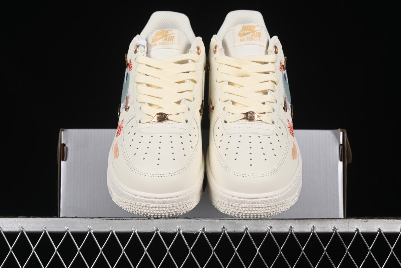 Nike Air Force 1 '07 Low Casual Sneakers with Mint Mambo Anime Theme and Gold Spray - ZH0316-040