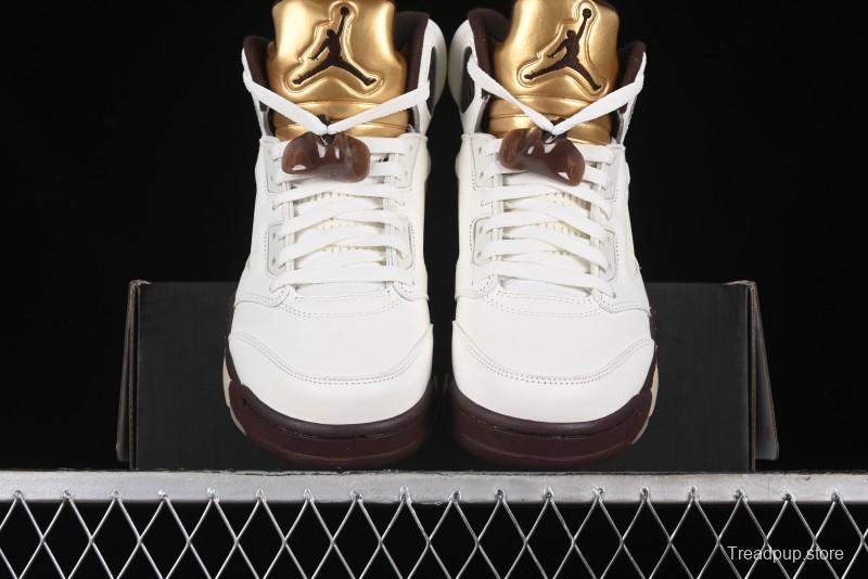 Nike Air Jordan 5 Retro Basketball Shoes in White/Tan - DD9336-200